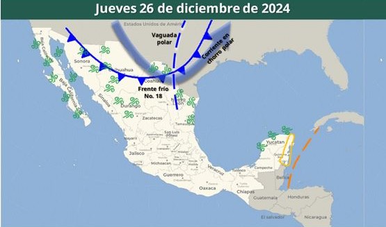 Mapa del estado del tiempo 26XII24