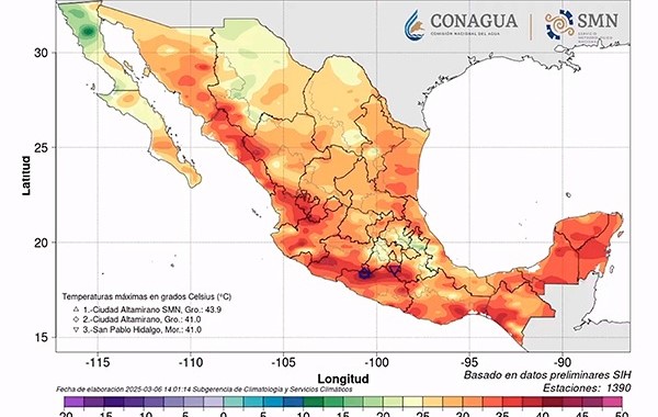 Mapa temperaturas altas