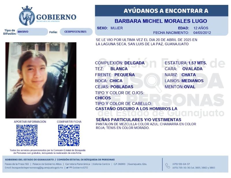 Desaparecida Bárbara Michel San Luis de la Paz