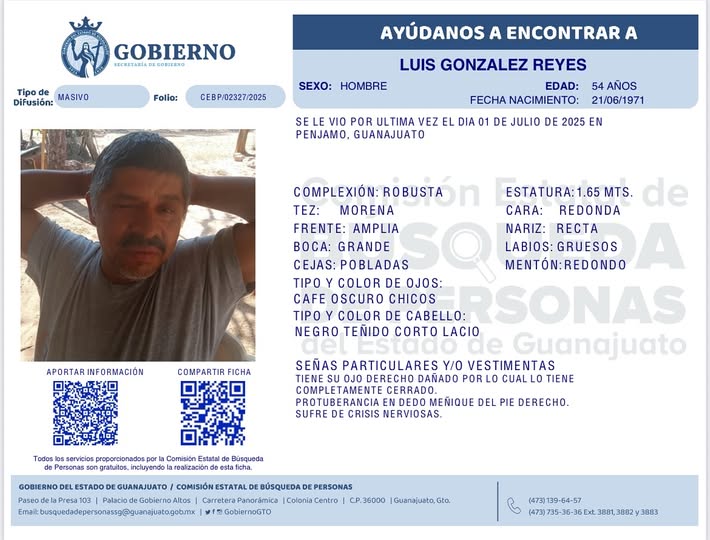 Desaparecido Luis González Reyes Pénjamo