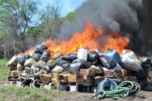 Destrucción de droga en Culiacán.
