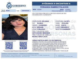 Desaparecida Fernanda Ramírez Palacios de Guanajuato