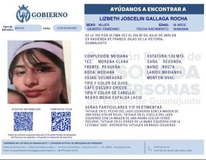 Desaparecida Lizbeth Joscelín Gallaga Rocha, de Silao