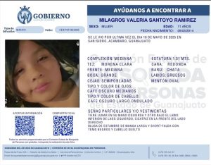 Desaparecida Milagros Valeria Santoyo Ramírez, de Acámbaro