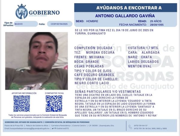 Desaparecido Antonio Gallardo Gaviña de Yuriria