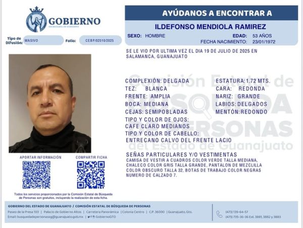 Desaparecido Ildefonso Mendiola Ramírez de Salamanca