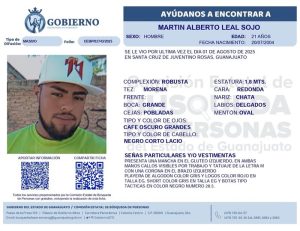 Desaparecido Martín Alberto Leal Sojo de Juventino Risas