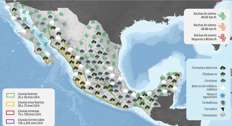 Mapa meteorológico nacional 9VIII25
