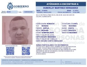 Desaparecido Duberlay Martínez Hernández, de Celaya
