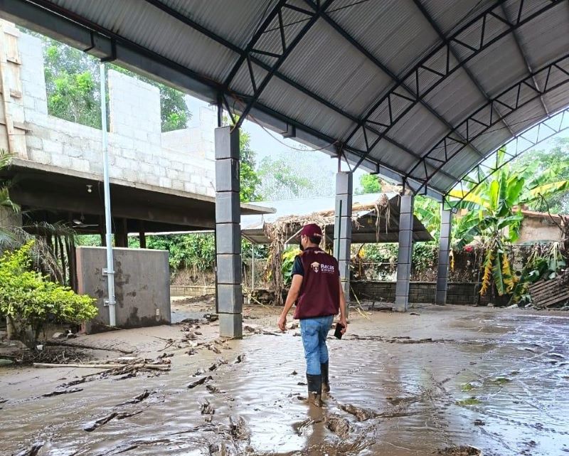Escuela afectada por las lluvias en Veracruz.
