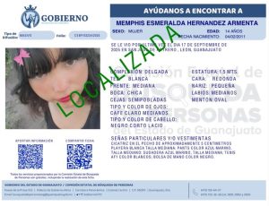 Memphis Esmeralda Hernández Armenta ya ha sido localizada.