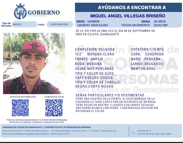 Miguel Ángel Villegas Briseño, desaparecido en Celaya