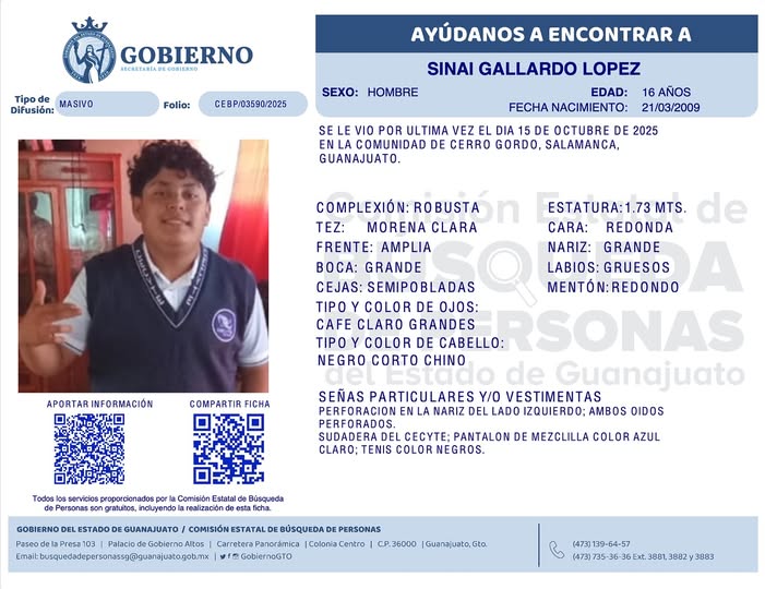 Sinaí Gallardo López, desaparecido en Salamanca.