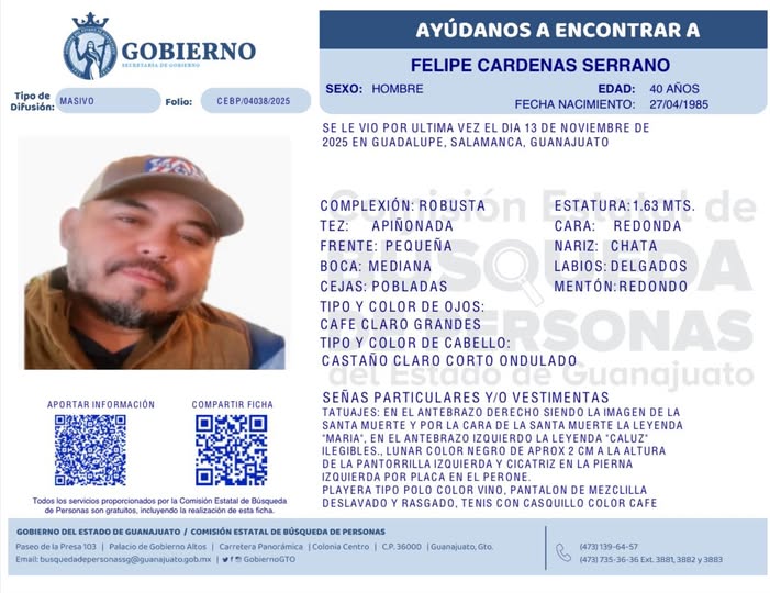 Felipe Cárdenas Serrano, desaparecido en Salamanca.