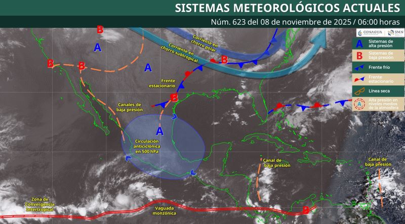 Mapa del tiempo frente frío