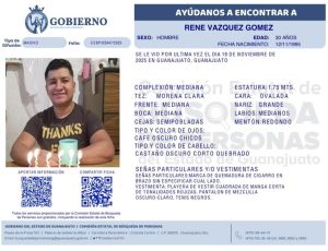 René Vázquez Gómez, desaparecido en Guanajuato.