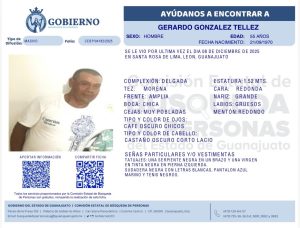 Gerardo González Téllez, desaparecido en León.