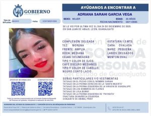 Adriana Sarahí García Vega, desaparecida en León.