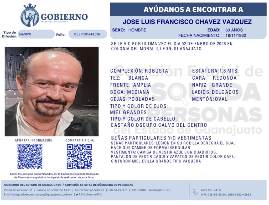 José Luis Francisco Chávez Vázquez, desaparecido en León.