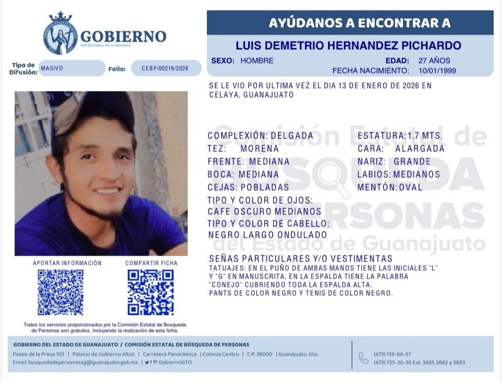 Luis Demetrio Hernández Pïchardo, desaparecido en Celaya.