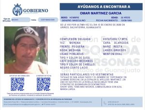 Omar Martínez García, desaparecido en Urireo Salvatierra