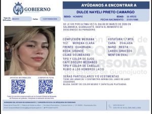 Dulce Nayeli Prieto Camargo desapareció en Salamanca.