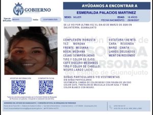 Esmeralda Palacios Martínez, desaparecida en Salvatierra.