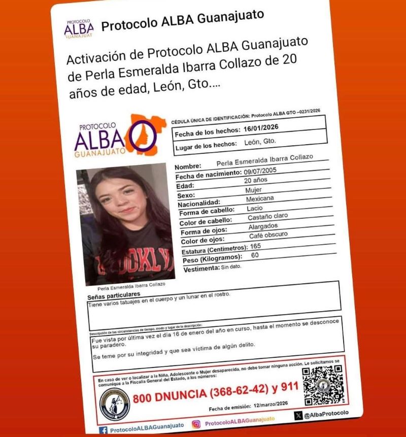 Perla Esmeralda Ibarra Collazo, desaparecida en León.
