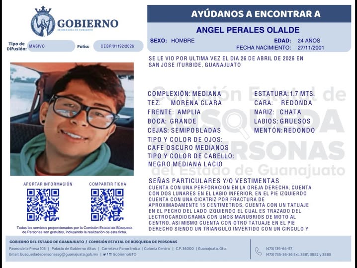 Ángel Perales Olalde, desapareció en San José de Iturbide.