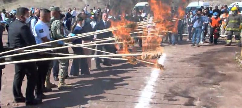 Incineración de droga.