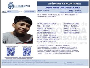 Josué Jesús González Chávez, desapareció en Salamanca.