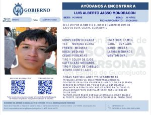 Luis Alberto Jasso Mondragón, desapareció en Celaya.