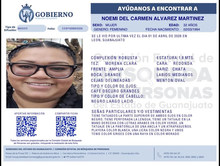 Noemí del Carmen Álvarez Martínez, desapareció en León.