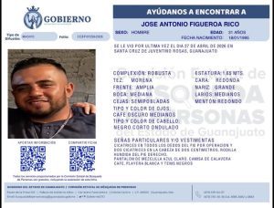 José Antonio Figueroa Rico desapareció en Juventino Rosas.