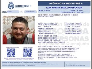 Juan Martín Badillo Pescador, desapareció en Yuriria.