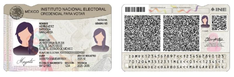 Imagen de la nueva credencial del INE