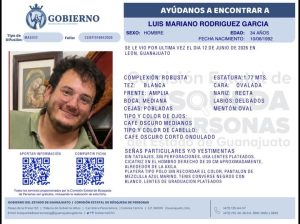 .Luis Mariano Rodríguez García desapareció en León.
