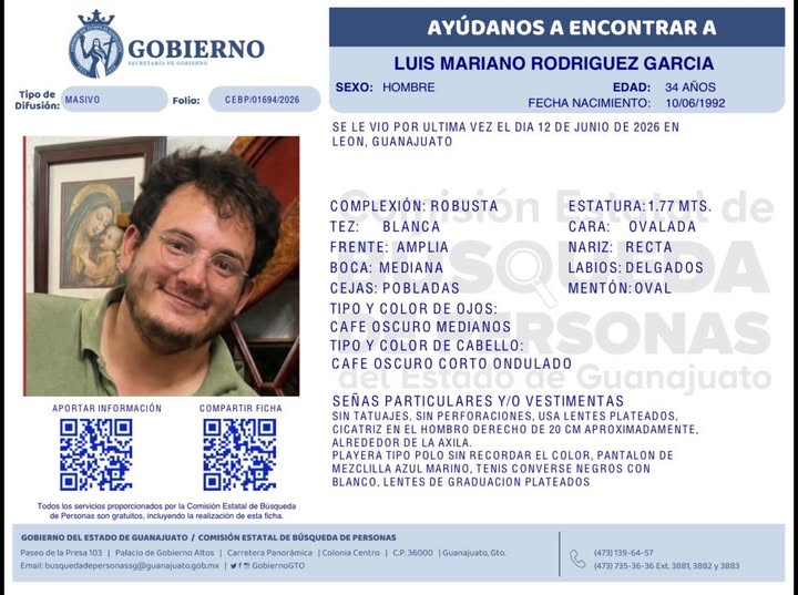 .Luis Mariano Rodríguez García desapareció en León.