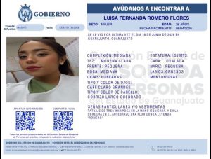 Luisa Fernanda Romero Flores, desaparecia en Guanajuato capital.