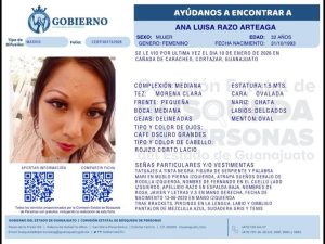 Ana Luisa Razo Arteaga, desapareció en Cañada de Caracheo, Cortazar.