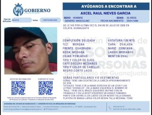 Axcel Raúl Nieves García, desaparecido en Celaya