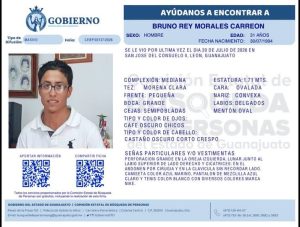 Bruno Rey Morales Carreón, desapareció en León