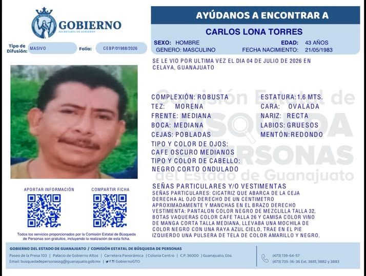 Carlos Lona Torres, desaparecido en Celaya