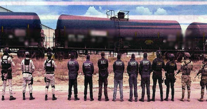 Carros tanque de ferrocarril con combustible ilícito.