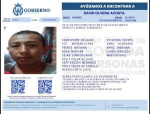 David Olvera Acosta, desapareció en Apaseo el Grande.