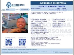 Luis David Guerrero Campos, desaparecido en Cortazar