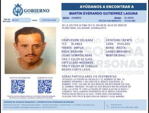 Martín Everardo Gutiérrez Laguna, desaparecido en Villagrán.