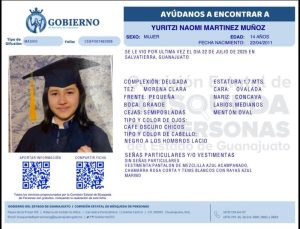 Yuritzi Naomi Martínez Muñoz, desapareció en Salvatierra