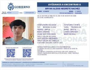 Bryan Alexis Negrete Ruiz Sachez, desapareció en León.