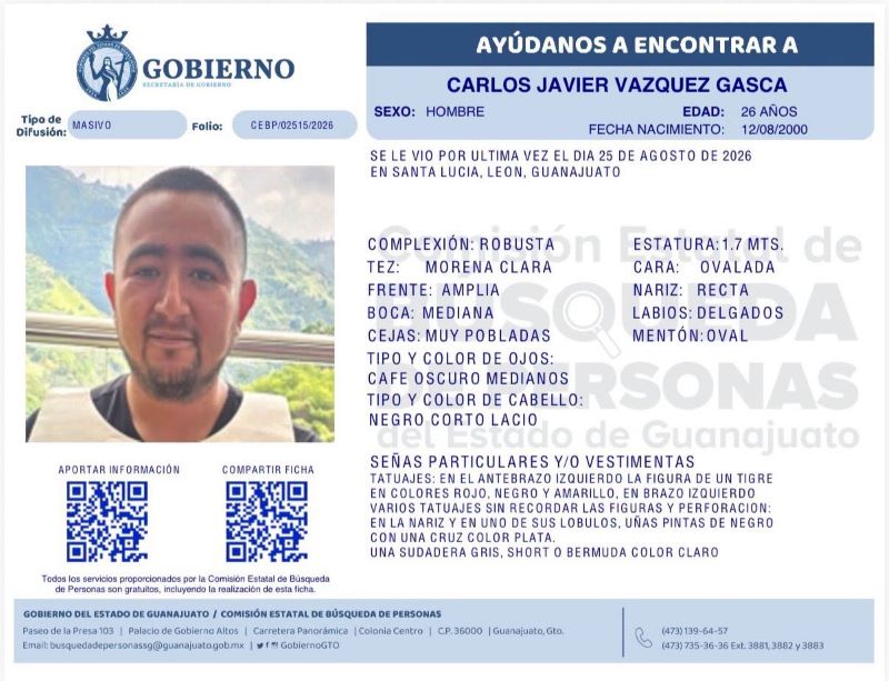 Carlos Javier Vázquez Gasca, desaparecido en León.